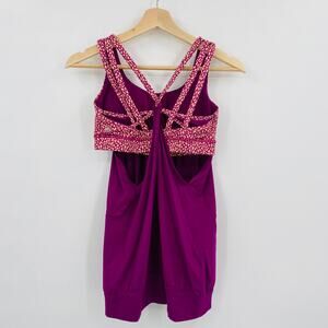 Lululemon 6 Built In bra Pink Purple Strappy Tank Top